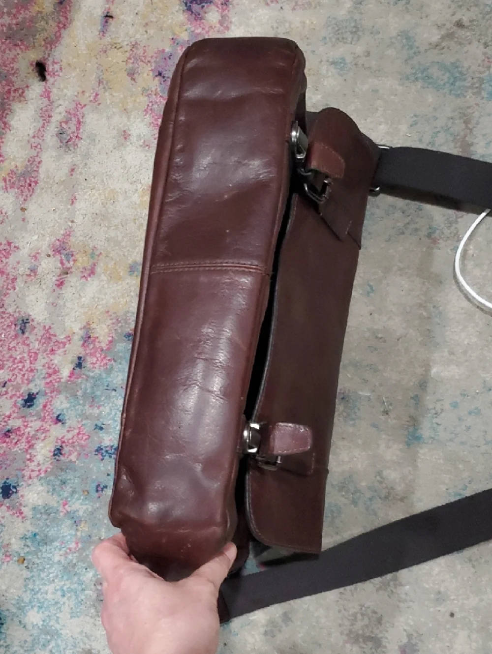 Fossil Mens Brown Leather Messenger Breif Bag In Brown